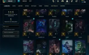 Platina 4 com 70 Champs e 12 Skins + 26 Espolios
