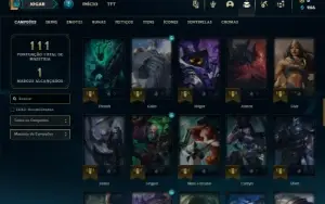 Platina 4 com 70 Champs e 12 Skins + 26 Espolios