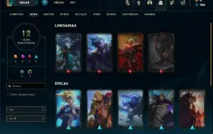 Platina 4 com 70 Champs e 12 Skins + 26 Espolios