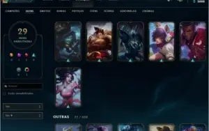 CONTA LOL OURO IV - 88 campeões, 29 skins, 6000 essências