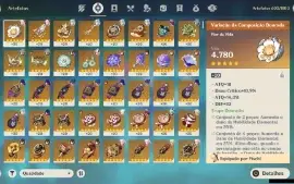 GENSHIN IMPACT - AR56 12 Personagens T5 e 8 Armas T5