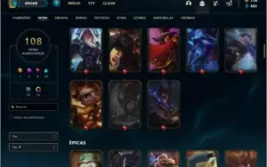 Conta ouro 4 com 111 champs e 108 skins MAIN TOP / MID / ADC