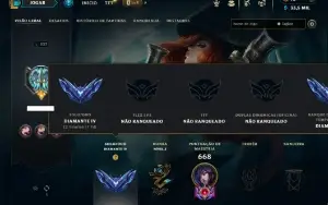 Diamante 4 com TODOS os champs e 263 Skins + 5 Prestigios