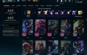Diamante 4 com TODOS os champs e 263 Skins + 5 Prestigios
