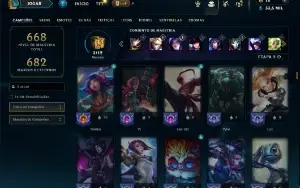 Diamante 4 com TODOS os champs e 263 Skins + 5 Prestigios