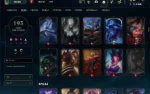 Unranked com TODOS os champs e 193 Skins ( MAIN JG )