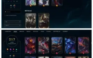 CONTA TOP, COM 217 SKINS, 108 CAMPEÕES