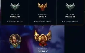 • Conta LOL - Gold V - 120 Champs - 42 Skins •