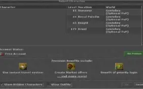 Druid em gentebra lvl 179 + outros chares conforme imagem