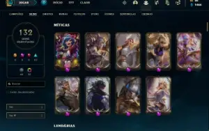 Conta bronze 4 com TODOS os champs e 132 Skins + 8 Prestigio