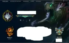 Conta MESTRE 150PDL+ 63 champions e 32 skins.