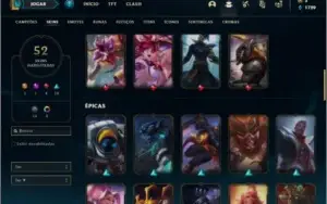 Conta ouro 4 com 52 skins e 70 champs