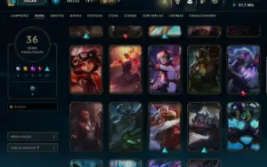 conta league of legends cheia de skins