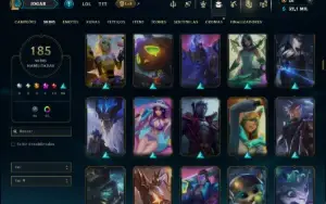 Unranked com 150 Champs e 185 Skins ( MID / TOP / JG )