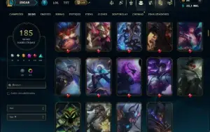 Unranked com 150 Champs e 185 Skins ( MID / TOP / JG )