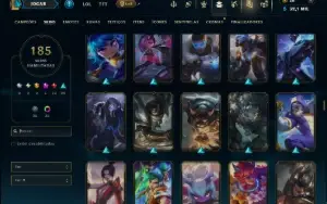 Unranked com 150 Champs e 185 Skins ( MID / TOP / JG )