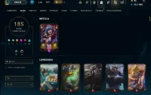Unranked com 150 Champs e 185 Skins ( MID / TOP / JG )