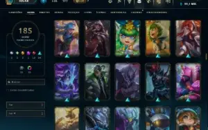 Unranked com 150 Champs e 185 Skins ( MID / TOP / JG )