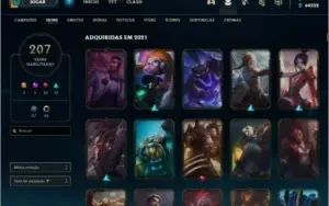 conta do lol foi d4 season passada lvl 711 tem 207 skins