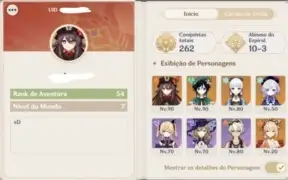 Conta com Hutao+Venti+Ayaka+Yoimiya+Qiqi
