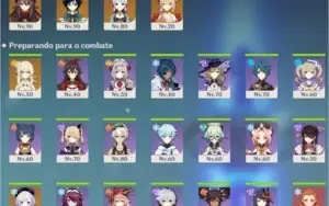 Conta com Hutao+Venti+Ayaka+Yoimiya+Qiqi