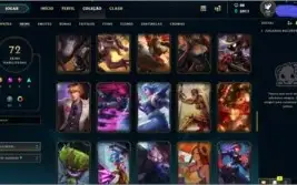 Conta lol lvl 74 com 120 champs e 77 skins