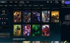 Conta lol lvl 74 com 120 champs e 77 skins