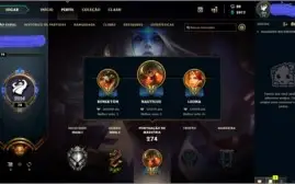 Conta lol lvl 74 com 120 champs e 77 skins