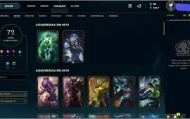 Conta lol lvl 74 com 120 champs e 77 skins