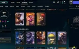 Conta lol lvl 74 com 120 champs e 77 skins
