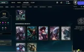 Conta lol lvl 74 com 120 champs e 77 skins