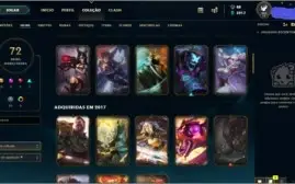 Conta lol lvl 74 com 120 champs e 77 skins