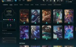 Conta Full LoL - 168 CH | 122 SKINS | HONRA 5 | 443K TK