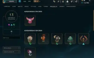 Conta Full LoL - 168 CH | 122 SKINS | HONRA 5 | 443K TK