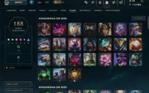 Conta Full LoL - 168 CH | 122 SKINS | HONRA 5 | 443K TK