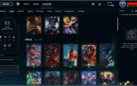 conta league of legends diamente, com 55 skins!