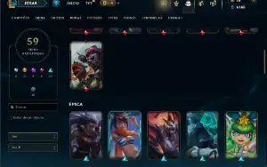 Unranked com 90 Champs e 59 Skins