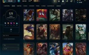 Unranked com 90 Champs e 59 Skins