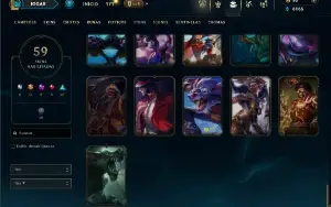 Unranked com 90 Champs e 59 Skins