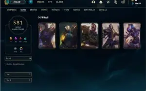 Conta ouro 4 com TODOS os champs e 581 Skins + 8 Prestigios