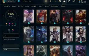 Ouro 3 com TODOS os champs e 246 Skins + 113 Cromas