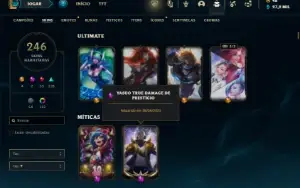 Ouro 3 com TODOS os champs e 246 Skins + 113 Cromas
