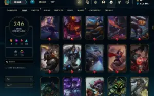 Ouro 3 com TODOS os champs e 246 Skins + 113 Cromas