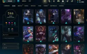 Ouro 3 com TODOS os champs e 246 Skins + 113 Cromas