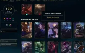 Conta LoL 2012 120 skins