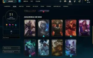 Conta unranked , 65 campeões , 21 skins.