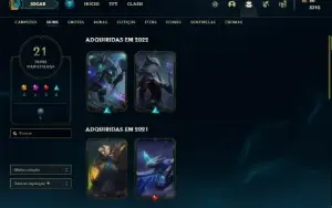 Conta unranked , 65 campeões , 21 skins.