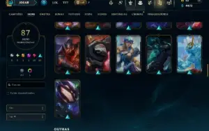 Unranked com 125 Champs e 87 Skins ( MID / JG / ADC )