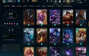 Unranked com 125 Champs e 87 Skins ( MID / JG / ADC )