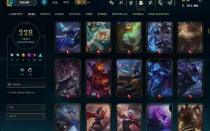 Ouro 1 com TODOS os Champs e 228 Skins ( JG / MID / ADC )